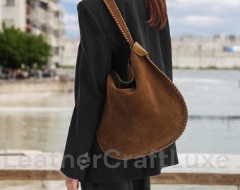 Suede Hobo Bag Slouchy Leather bag Chic Side Shoulder Bag Luxury Tote Bag For Women Versatile Shoulder Bag For Women Handbags Shoulder Bag