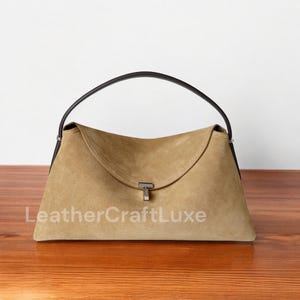 Weiche Wildledertasche Crossbody-Tasche aus echtem genarbtem Leder Große Tragetasche Pendlertasche Minimalistische Tasche Schwarze Tragetasche Stilvolle Wildlederhandtasche