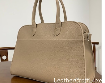 Suede Leather Tote Bag Luxury Margaux  Elegant Top Handle Purse Premium Womens Everyday Bag Stylish 100% Genuine Leather Handbag  Travel Bag