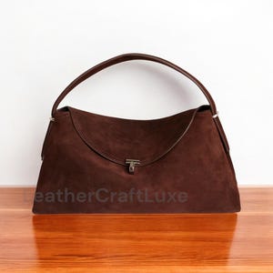 Bolso de gamuza suave Bolso bandolera de piel granulada auténtica Bolso de mano grande Bolso de viaje Bolso minimalista Bolso de mano negro Elegante bolso de gamuza