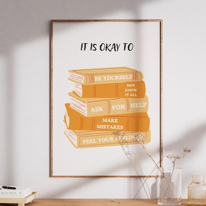 Motivational Wall Art Digital Download, Minimalist Quote Poster, Self-Love Art, Motivational Kids Art, It&#39;s Okay to Not be Okay Poster