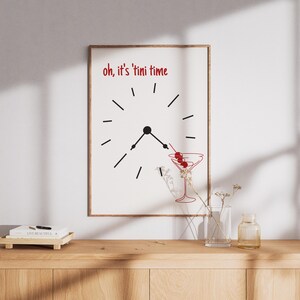 Martini Wall Art Modern Bar Print Stylish Cocktail Art Minimalist Cocktail Poster, Red Bar Cart Wall Art Printable Drinks Wall Decor digital