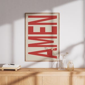 Amen Print Jesus Typography Poster Trendy Christian Wall Art Retro Poster Religious Wall Decor Christian Gifts Christian prophetic Wall art