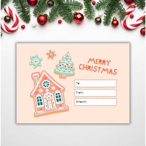 Plantilla de vale de regalo de Navidad, certificado de regalo totalmente personalizado e imprimible, regalo de Navidad