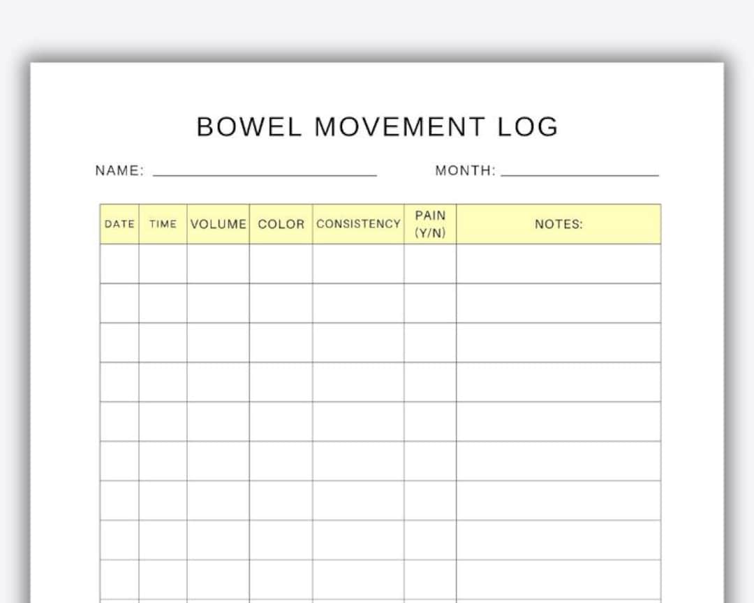 bowel movement log printable, bm sheet, bowel movement log, nurse