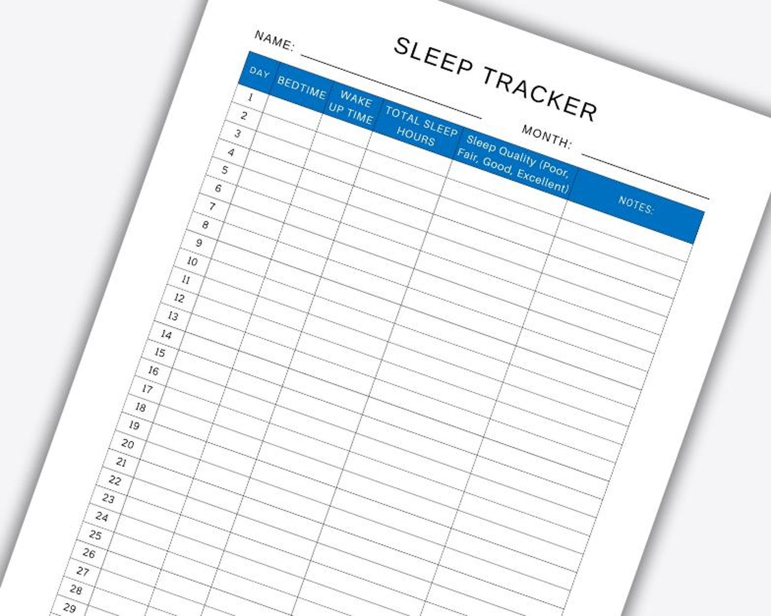 Printable Sleep Tracker, Sleep Log, Bedtime Goal, Sleep Schedule ...