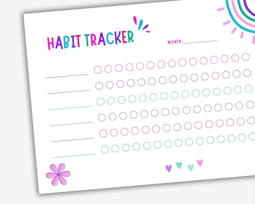 Printable Habit Tracker, New Year's Resolution, Track Goals, Adult ...