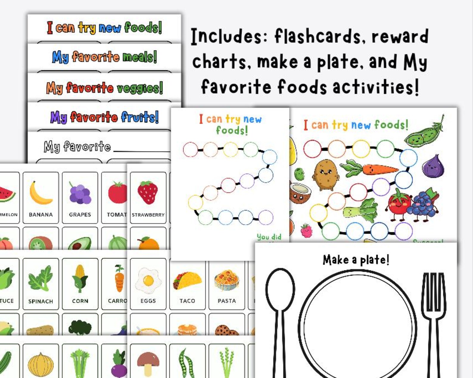 Healthy Food Activity Bundle, Food Matching, Reward Chart, Favorite ...