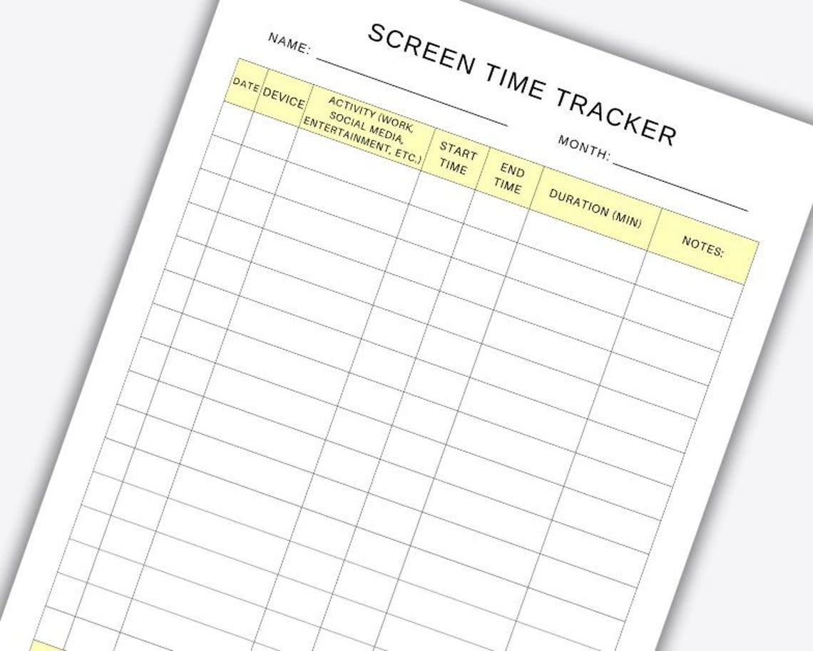 Printable Screen Time Tracker, Screen Time Log, Kids Screen Time ...
