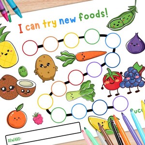 Reward Chart for Picky Eaters, Healthy Eating Rewards, Try New Foods ...