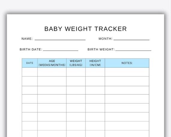 Baby Weight Tracker Chart, Monitor Growth, Date and Age Tracker, Record  Weight and Height, Milestone Keepsake, Infant Weight Log Boy