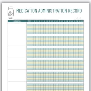 MAR | Medication Administration Record | Printable Medicine Record | Daily Medication Log ...