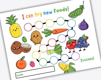 Reward Chart for Picky Eaters, Healthy Eating Rewards, Try New Foods, kids reward chart, behavior chart, sticker reward chart, sticker chart