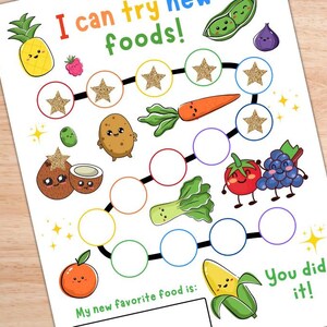 Reward Chart for Picky Eaters, Healthy Eating Rewards, Try New Foods ...