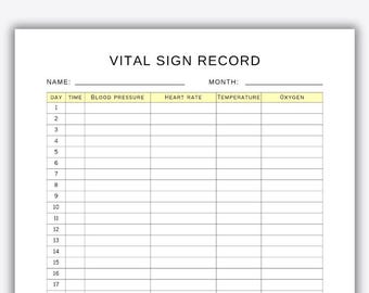 Journal quotidien des signes vitaux, outil de suivi des signes vitaux pour le personnel infirmier soignant, modèle de feuille de signes vitaux pour les étudiants en soins de santé, domicile