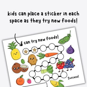 Reward Chart for Picky Eaters, Healthy Eating Rewards, Try New Foods ...
