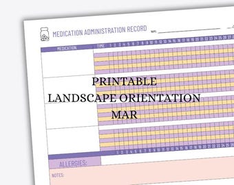 MAR | Medication Administration Record | Printable Medicine Record | Daily Medication Log | Health Tracking Sheet | Medicine Log Template
