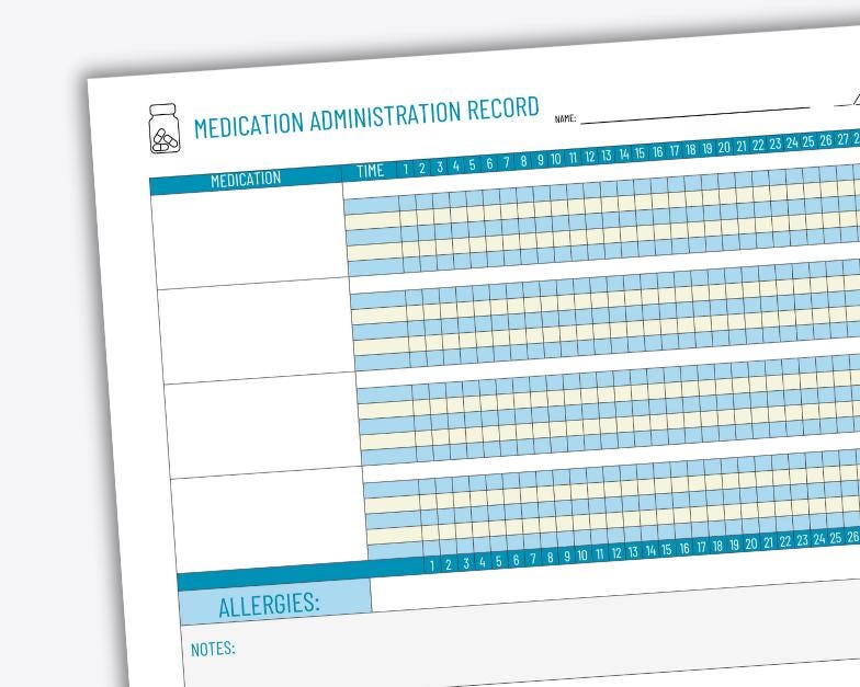 MAR | Medication Administration Record | Printable Medicine Record ...