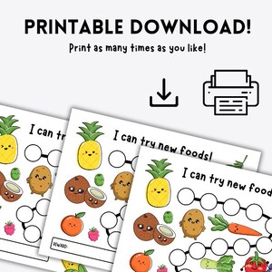 Reward Chart for Picky Eaters, Healthy Eating Rewards, Try New Foods ...
