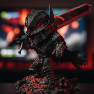 Berserk Guts - Figurina anime con spada gigante insanguinata - dipinta a mano