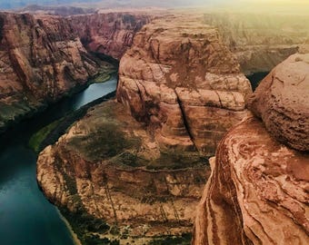 Curva de la Herradura, Arizona – Vista de la pared del cañón / Fotografía de paisajes con descarga digital / Arte mural del suroeste