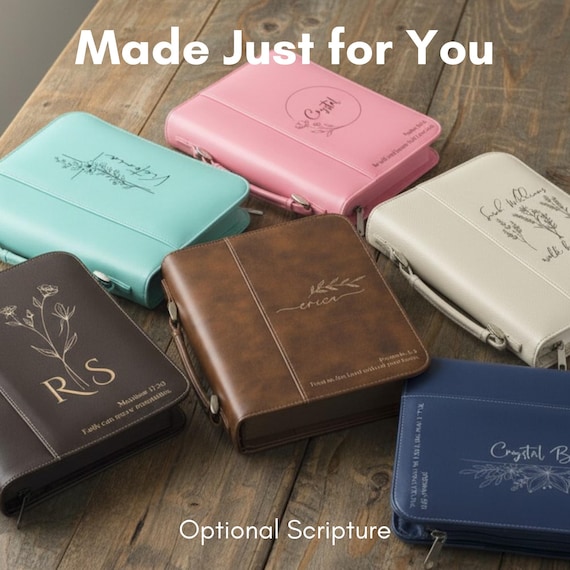 Custom Floral Bible Cover - Engraved Name, Durable Zipper