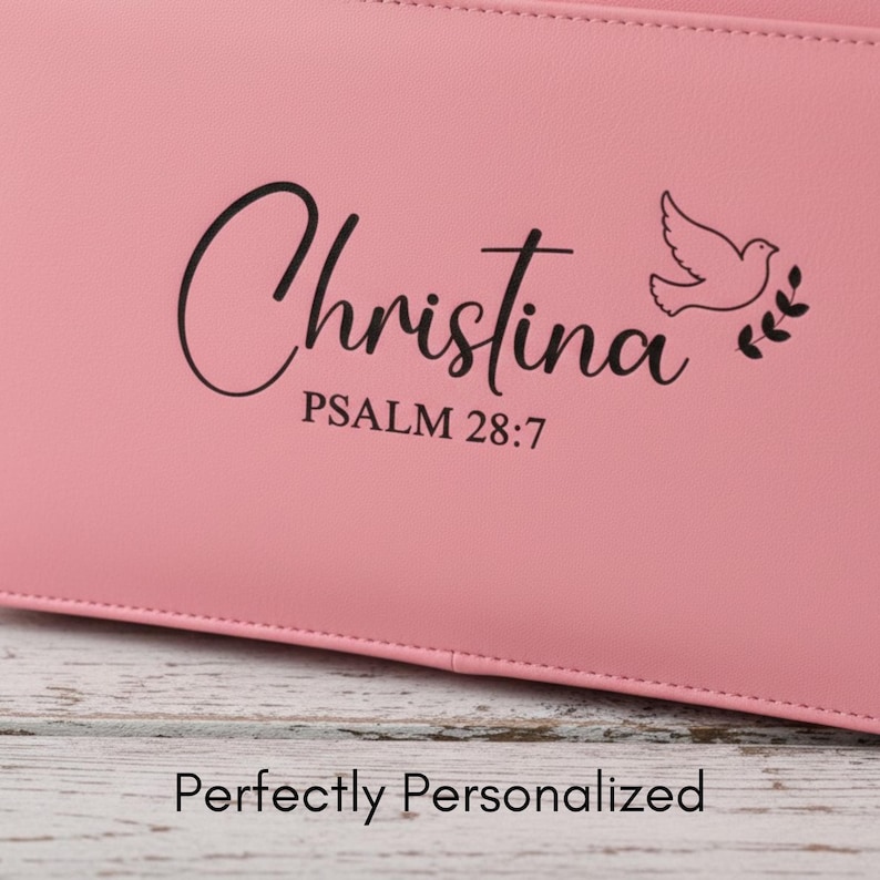 Custom Floral Bible Cover - Engraved Name, Durable Zipper image 2