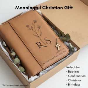Custom Floral Bible Cover - Engraved Name, Durable Zipper image 3