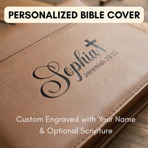 Personalized Bible Cover: Custom Name and Scripture Engraving