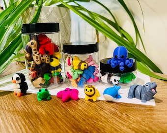 3D Printed Articulated Animals - Mystery Jar of Surprise Desk Pets