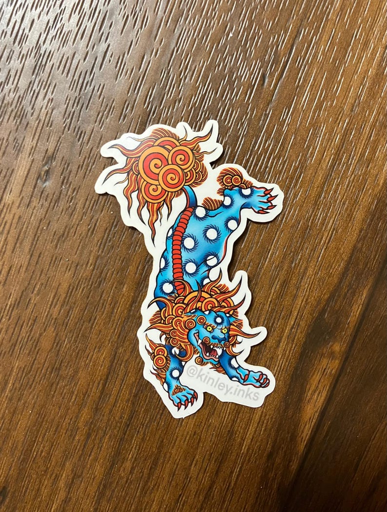 Japanese Traditional Irezumi Tattoo Flash Foo Dog Water Bottle Laptop ...