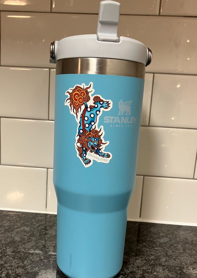 Japanese Traditional Irezumi Tattoo Flash Foo Dog Water Bottle Laptop ...