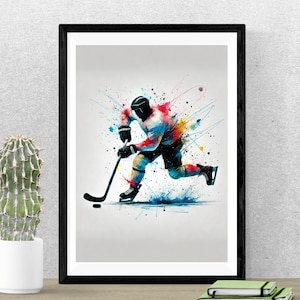 Abstract Hockey Player Artwork - Speed and Energy