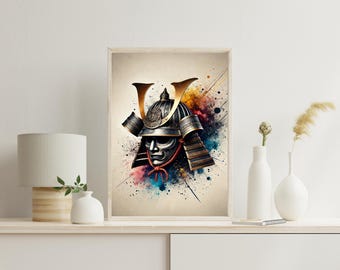 Samurai Helmet Splatter Art