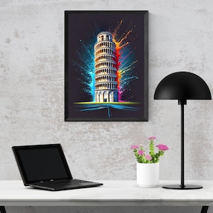Leaning Tower of Pisa Splatter Art