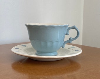 Vintage metlox vernonware poppy trail true blue cup and saucer