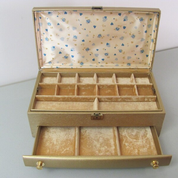 Vintage Big Lady Buxton Gold  Jewelry Box with Hidden Compartment