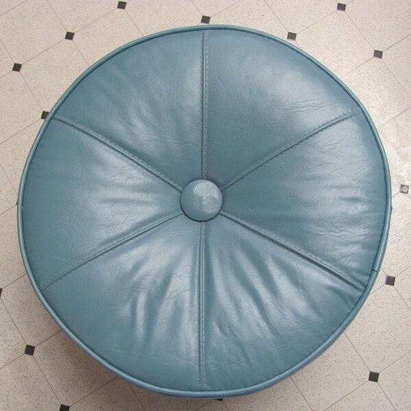 Reserved for kp257201 Vintage Roll-About Drum Ottoman Blue