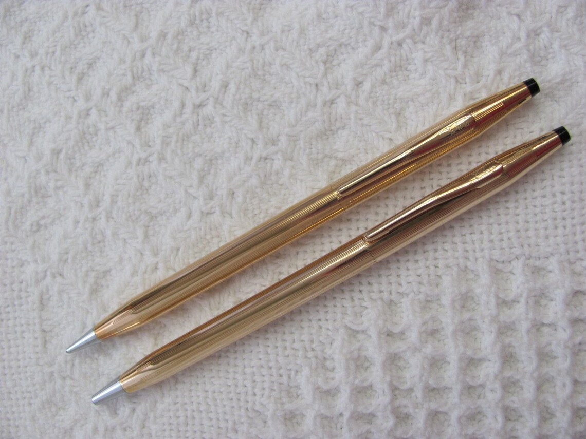 14K Gold Filled Vintage Cross Pen and Pencil Set 1967 Etsy