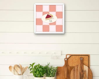 Raspberry Pie Kitchen Print – Retro Cottagecore Dessert Art (Digital Download)