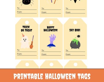 Halloween Treat Tags: Printable Party Favors (PDF Download)