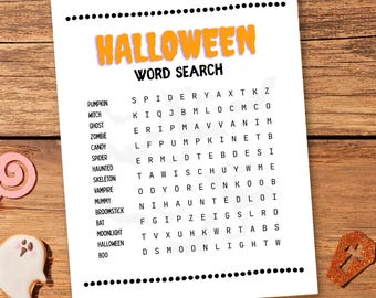Printable Halloween Word Search Game | Kids & Adults Classroom Activity | Halloween Party Game | Instant Download | Fun Fall Printable