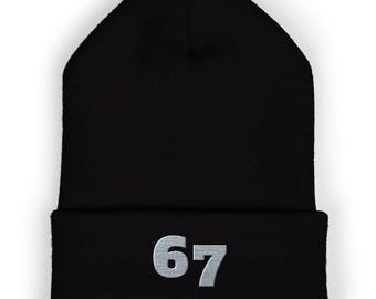 67 Beanie, Winter Hat Embroidered with Six Seven Trending Meme