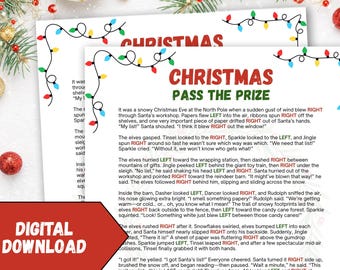 Christmas Pass the Prize Game Printable, Left Right Story Christmas Party Game, Holiday Party Activity, Kids Classroom Christmas Game