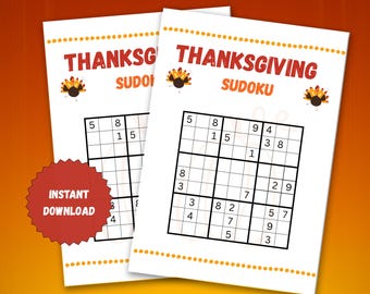 Thanksgiving Sudoku Printable | Fun Kids & Adult Logic Puzzle | Classroom Thanksgiving Activity | Instant Download