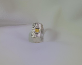 Golden citrine sunbeam handmade ring