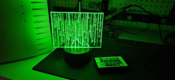 Matrix Code LED Sign – RGB Edge-Lit Acrylic Panel for Hacker Rooms, Movie Decor - Digital Rain Display
