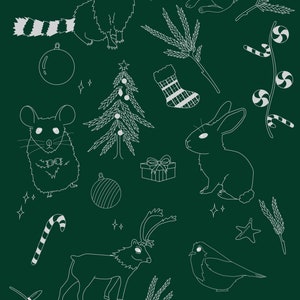 Holiday Winter Woodland Christmas Ornament Snowflake Branches Candy Fox Bear Raccoon Lights Frog Penguin Mouse Bow Squirrel Deer Clipart