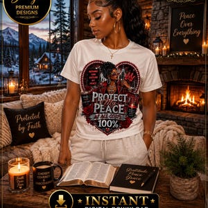 Protect My Peace at All Costs Png | Red and Silver Bling Png | Black Girl Luxury Png | Sublimation Design | DTF Transfer Png