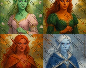 Mystischer Eladrin Barde – 5e Charakterbogen + Porträt (Mann oder Frau)